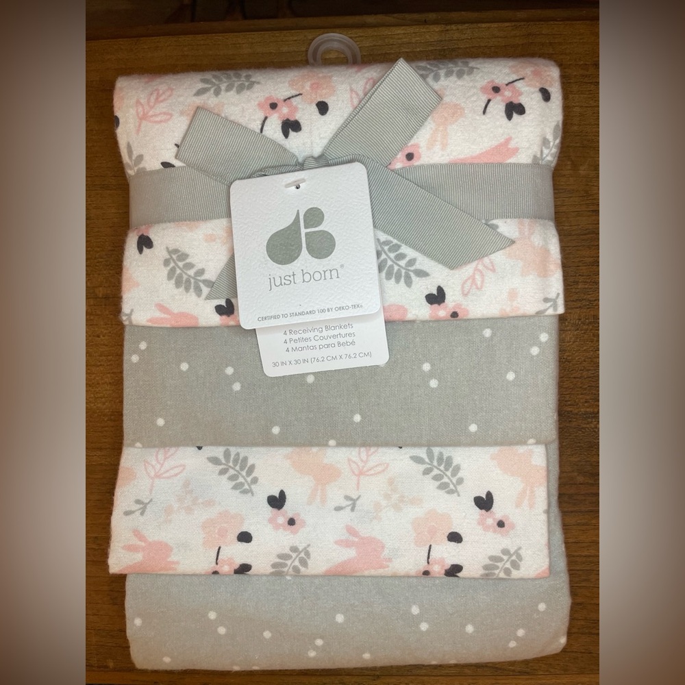 Pink and Gray Receiving Blankets